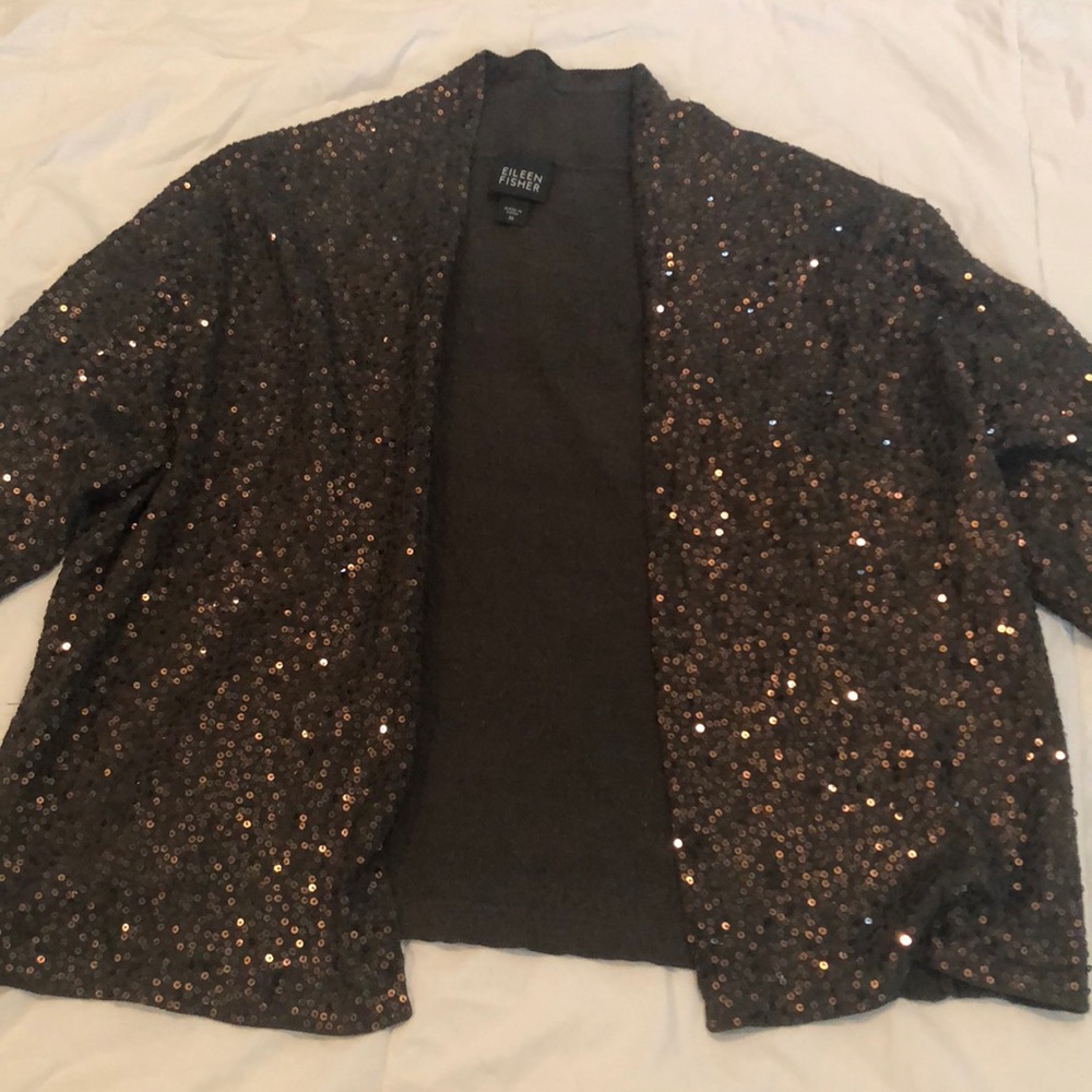 Brown sequin cardigan